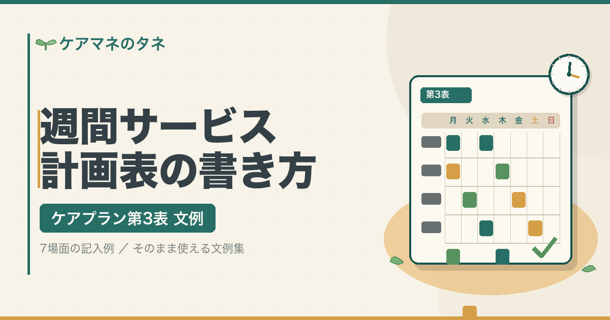 週間サービス計画表（第3表）の書き方 場面別文例集