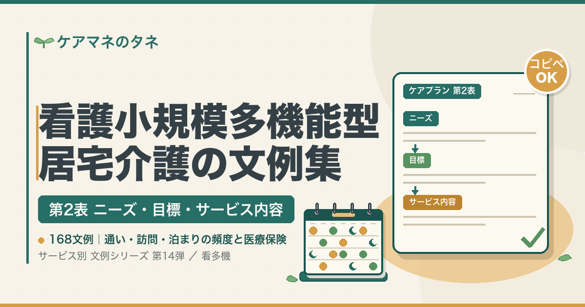 看護小規模多機能型居宅介護 ケアプラン文例集 第2表 ニーズ・目標・サービス内容 168文例